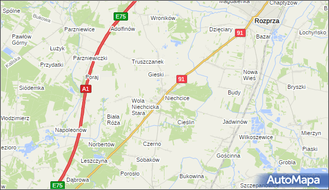 mapa Niechcice, Niechcice na mapie Targeo