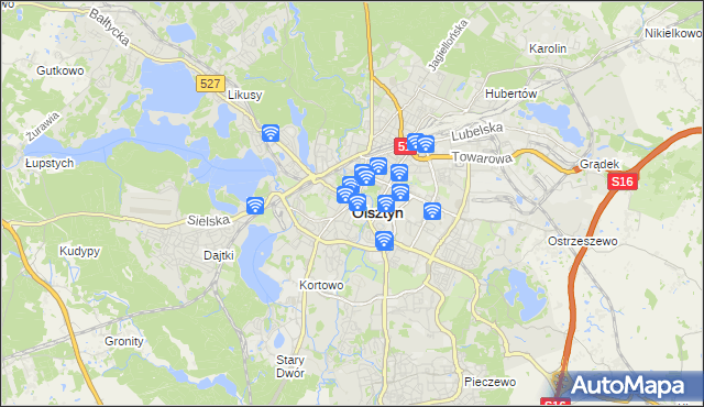 mapa Olsztyna, Olsztyn na mapie Targeo
