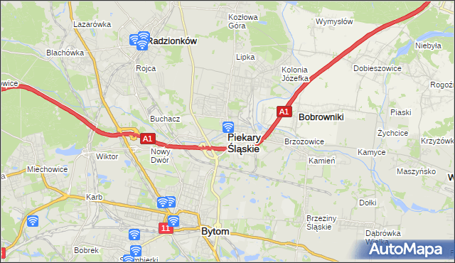 mapa Piekary Śląskie, Piekary Śląskie na mapie Targeo