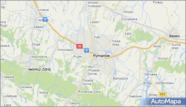mapa Rymanów, Rymanów na mapie Targeo