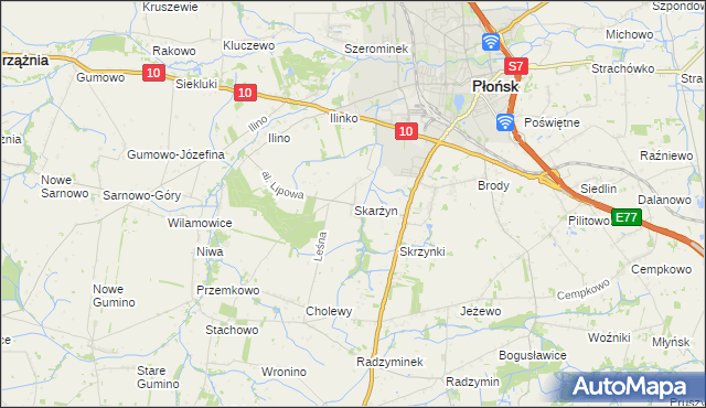 mapa Skarżyn gmina Płońsk, Skarżyn gmina Płońsk na mapie Targeo
