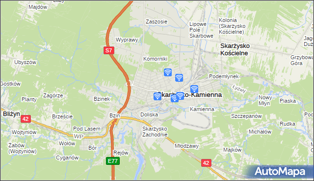 mapa Skarżysko-Kamienna, Skarżysko-Kamienna na mapie Targeo