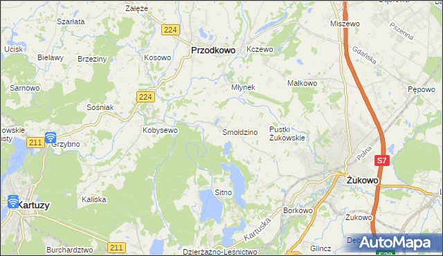 mapa Smołdzino gmina Przodkowo, Smołdzino gmina Przodkowo na mapie Targeo