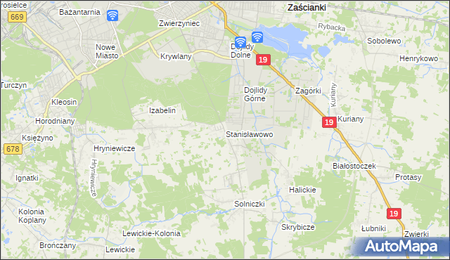 mapa Stanisławowo gmina Juchnowiec Kościelny, Stanisławowo gmina Juchnowiec Kościelny na mapie Targeo