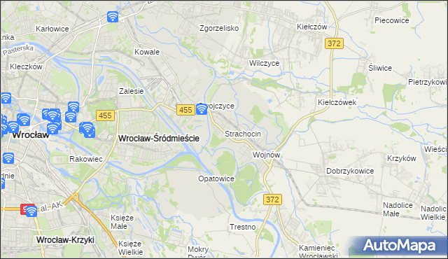 mapa Strachocin gmina Wrocław, Strachocin gmina Wrocław na mapie Targeo