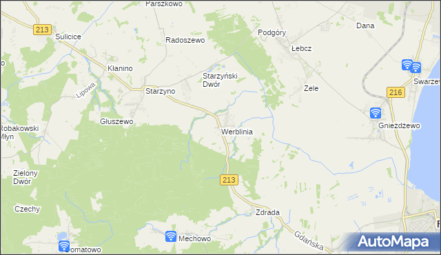 mapa Werblinia, Werblinia na mapie Targeo