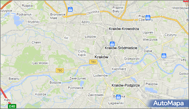 mapa Krakowa, Kraków na mapie Targeo
