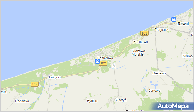 mapa Pobierowo, Pobierowo na mapie Targeo