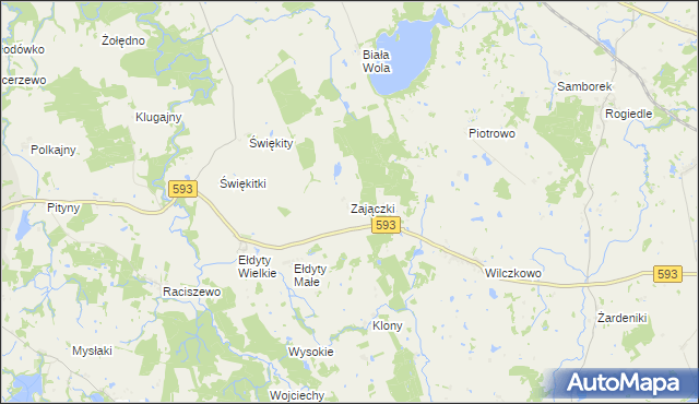 mapa Zajączki gmina Lubomino, Zajączki gmina Lubomino na mapie Targeo