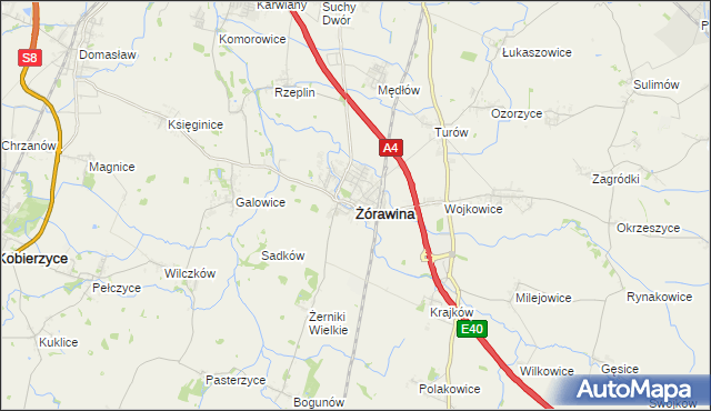 mapa Żórawina, Żórawina na mapie Targeo