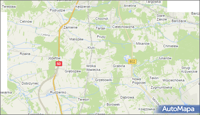 mapa Iłówiec gmina Mińsk Mazowiecki, Iłówiec gmina Mińsk Mazowiecki na mapie Targeo