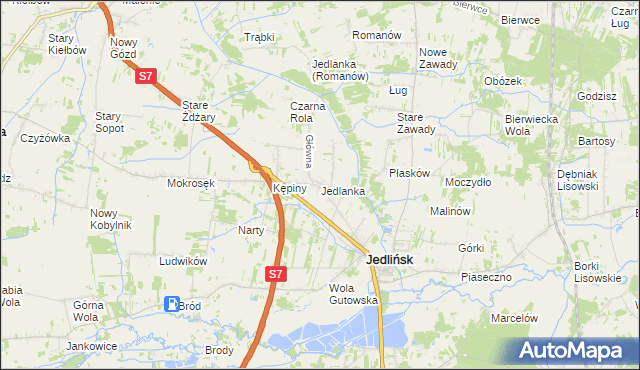 mapa Jedlanka gmina Jedlińsk, Jedlanka gmina Jedlińsk na mapie Targeo