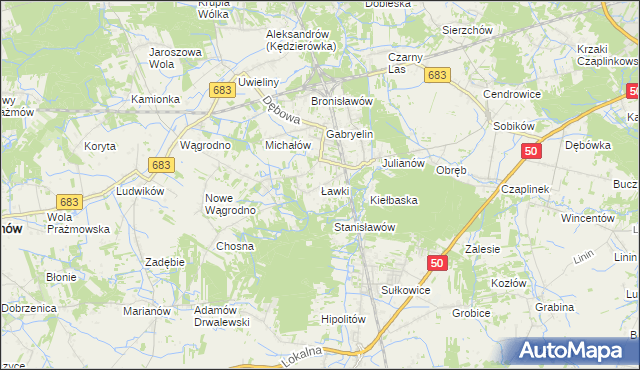 mapa Ławki gmina Prażmów, Ławki gmina Prażmów na mapie Targeo
