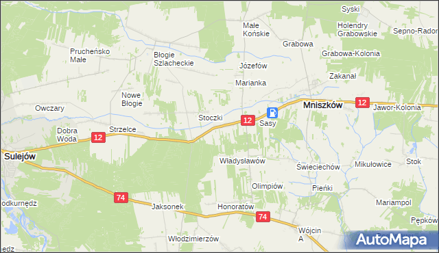 mapa Radonia gmina Mniszków, Radonia gmina Mniszków na mapie Targeo