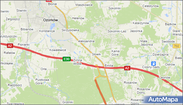 mapa Słowik gmina Zgierz, Słowik gmina Zgierz na mapie Targeo