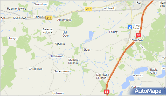 mapa Słupy gmina Szubin, Słupy gmina Szubin na mapie Targeo