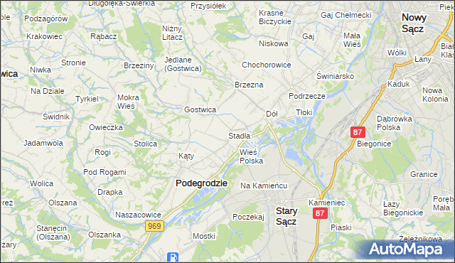 mapa Stadła, Stadła na mapie Targeo