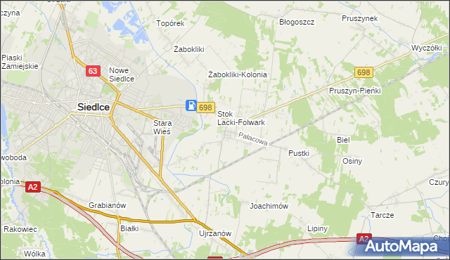 mapa Stok Lacki, Stok Lacki na mapie Targeo