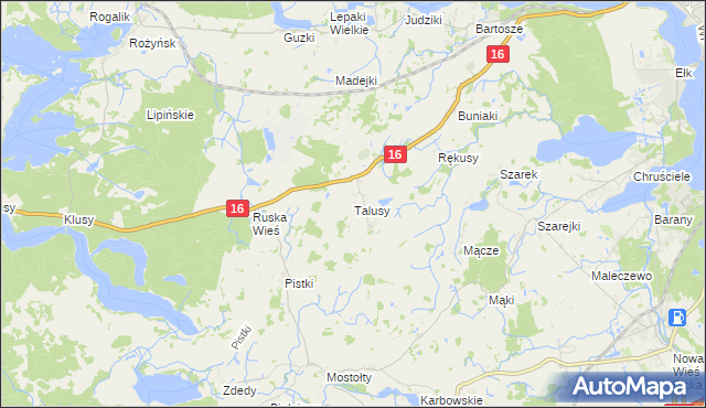 mapa Talusy, Talusy na mapie Targeo