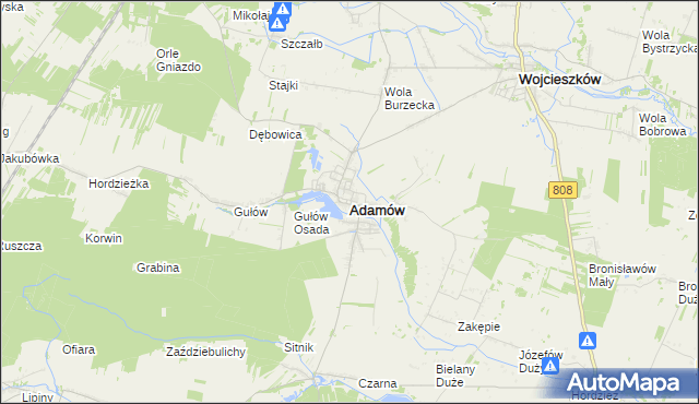 mapa Adamów powiat łukowski, Adamów powiat łukowski na mapie Targeo