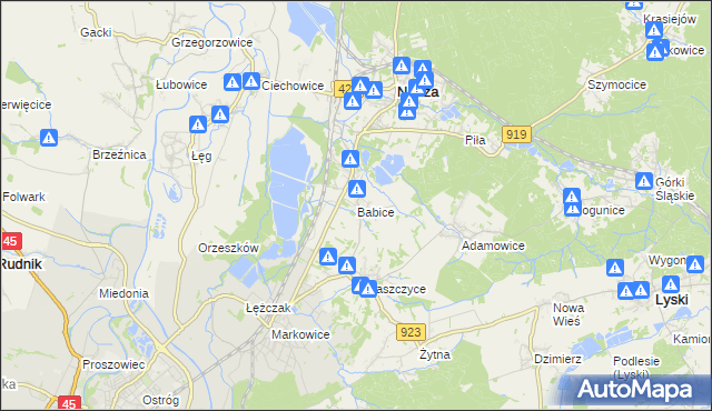mapa Babice gmina Nędza, Babice gmina Nędza na mapie Targeo