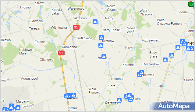 mapa Błonie gmina Lubień Kujawski, Błonie gmina Lubień Kujawski na mapie Targeo