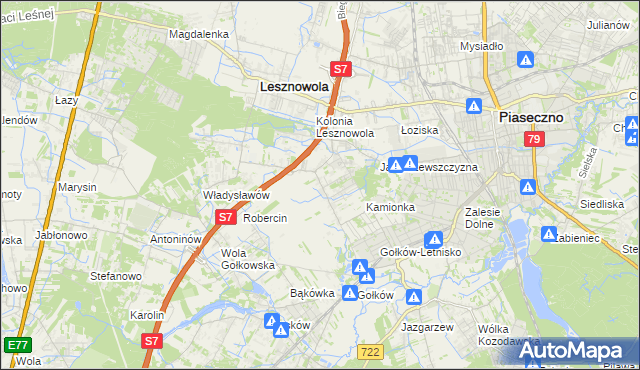 mapa Bobrowiec gmina Piaseczno, Bobrowiec gmina Piaseczno na mapie Targeo