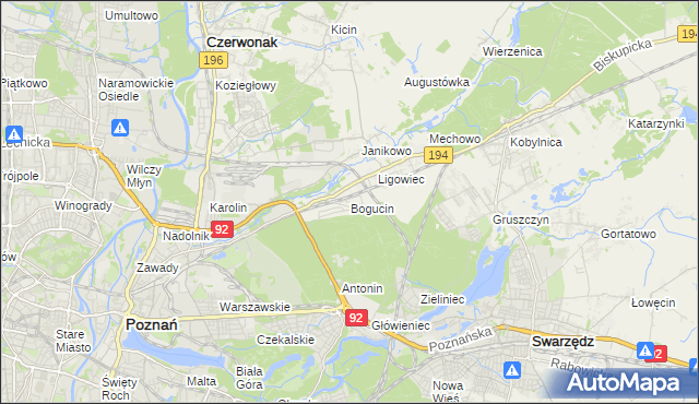 mapa Bogucin gmina Swarzędz, Bogucin gmina Swarzędz na mapie Targeo