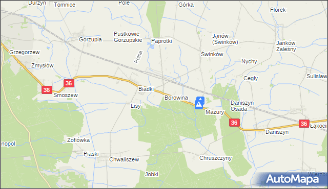 mapa Borowina gmina Ostrów Wielkopolski, Borowina gmina Ostrów Wielkopolski na mapie Targeo