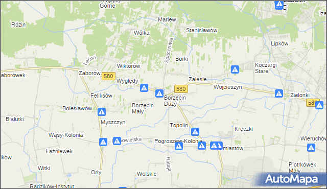 mapa Borzęcin Duży, Borzęcin Duży na mapie Targeo