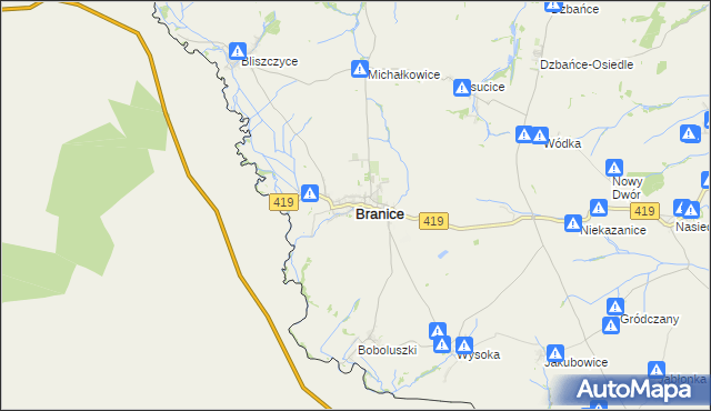mapa Branice powiat głubczycki, Branice powiat głubczycki na mapie Targeo