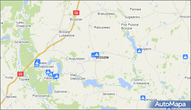 mapa Brzozie powiat brodnicki, Brzozie powiat brodnicki na mapie Targeo