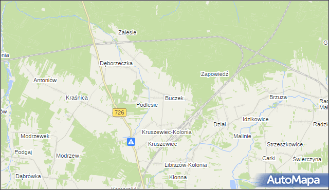mapa Buczek gmina Poświętne, Buczek gmina Poświętne na mapie Targeo
