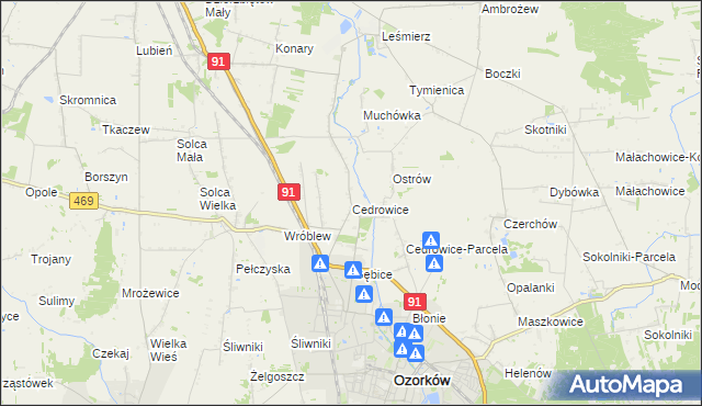 mapa Cedrowice, Cedrowice na mapie Targeo
