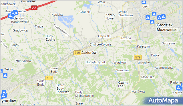 mapa Chylice gmina Jaktorów, Chylice gmina Jaktorów na mapie Targeo