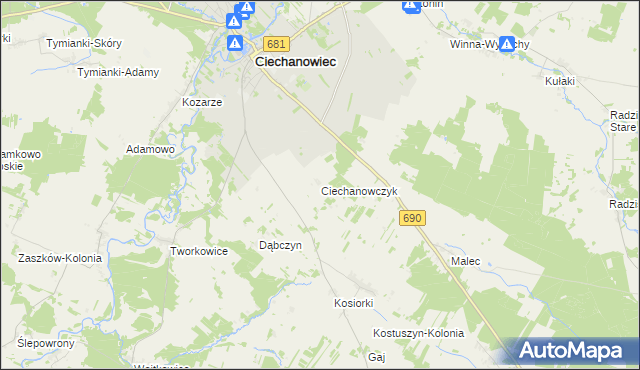 mapa Ciechanowczyk, Ciechanowczyk na mapie Targeo