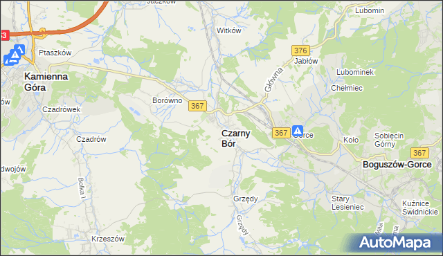 mapa Czarny Bór, Czarny Bór na mapie Targeo