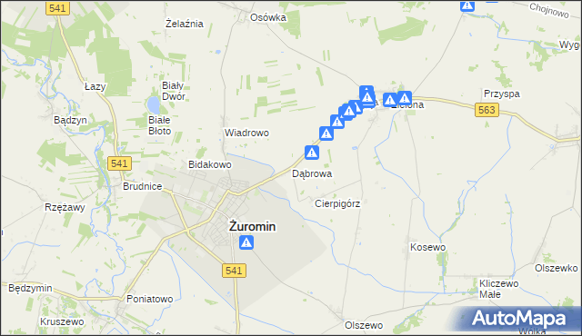 mapa Dąbrowa gmina Żuromin, Dąbrowa gmina Żuromin na mapie Targeo