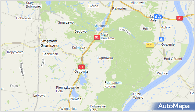 mapa Dąbrówka gmina Gniew, Dąbrówka gmina Gniew na mapie Targeo