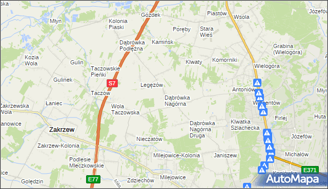 mapa Dąbrówka Nagórna, Dąbrówka Nagórna na mapie Targeo
