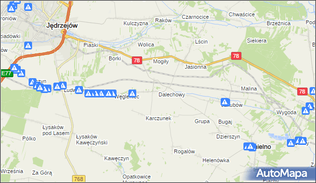 mapa Dalechowy, Dalechowy na mapie Targeo