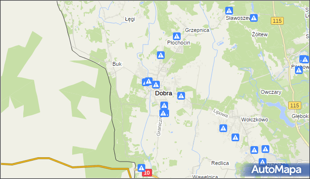 mapa Dobra gmina Dobra (Szczecińska), Dobra gmina Dobra (Szczecińska) na mapie Targeo