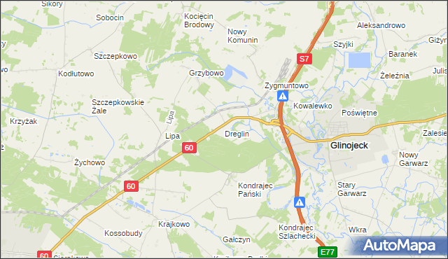 mapa Dreglin, Dreglin na mapie Targeo