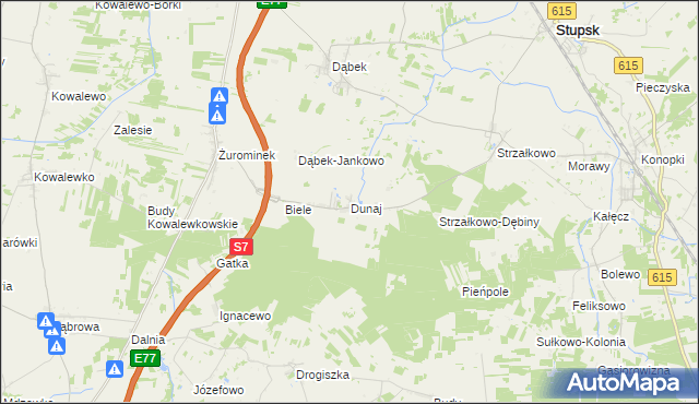 mapa Dunaj gmina Stupsk, Dunaj gmina Stupsk na mapie Targeo