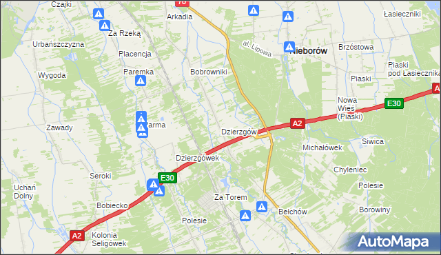 mapa Dzierzgów gmina Nieborów, Dzierzgów gmina Nieborów na mapie Targeo