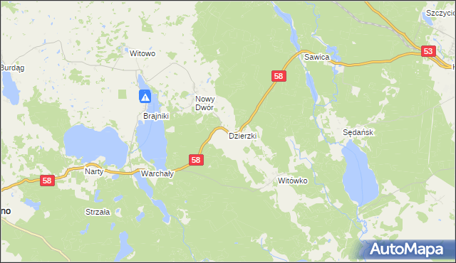 mapa Dzierzki, Dzierzki na mapie Targeo