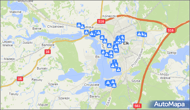 mapa Ełk powiat ełcki, Ełk powiat ełcki na mapie Targeo