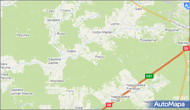 mapa Fidury, Fidury na mapie Targeo