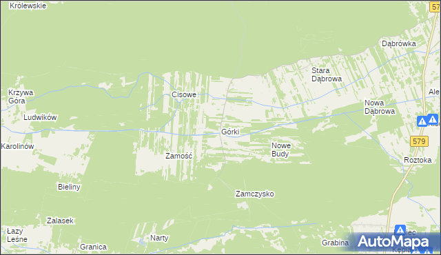 mapa Górki gmina Leoncin, Górki gmina Leoncin na mapie Targeo