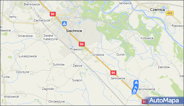 mapa Groblice, Groblice na mapie Targeo